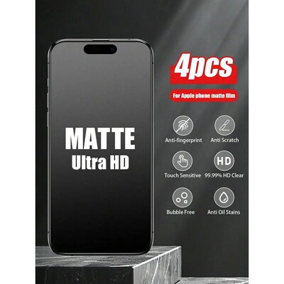 4 Pcs Matte Screen Protector Tempered Glass Compatible With