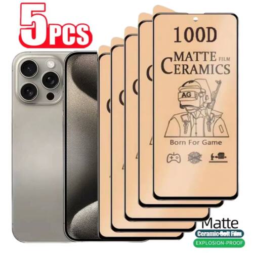 5PCS Matte Ceramic Film For iPhone 12 13 14 15 16 17 Pro Max Full Cover Screen Protector For iPhone