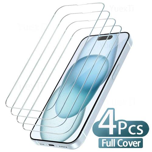 4PCS Full Cover Tempered Glass For iPhone 11 12 13 14 15 16