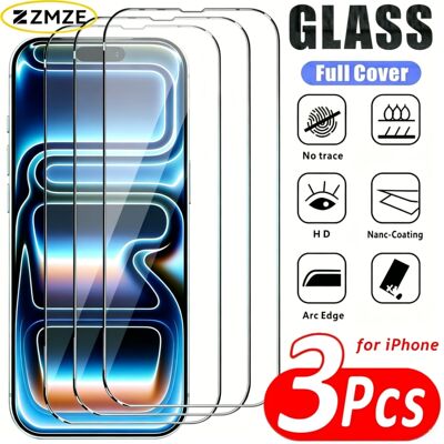 3Pcs Screen Protector for iPhone 17 16 15 Pro Max Air 17e 16