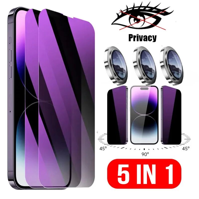 5in1 [2 Purple Glass +3 Lens Caps] Anti-Spy Privacy Screen P