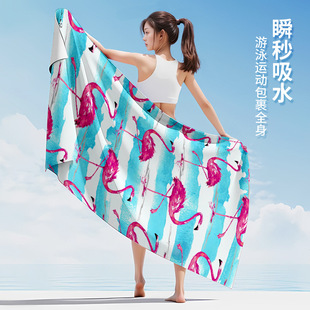 运动游泳浴巾沙滩毛巾健身快干 海边沙滩巾速干浴巾印花便携式