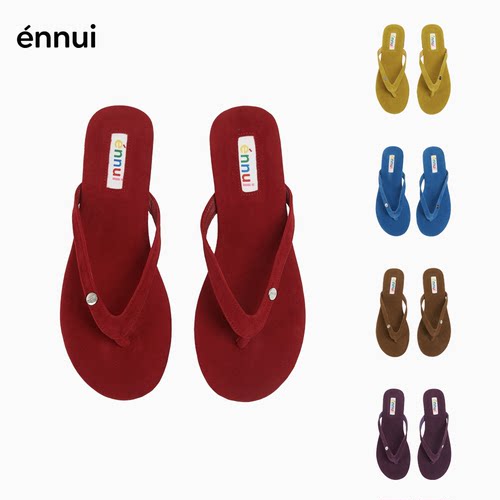 纯色磨砂皮外穿人字拖ennui