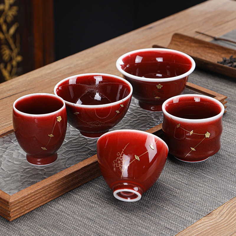 钧瓷大号品茗杯功夫茶具茶杯单杯家用陶瓷主人杯钧窑釉茶盏个人杯