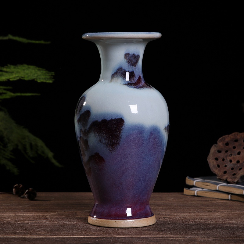 陶瓷器花瓶摆件客厅玄关家居博古架装饰品软装摆设中式钧瓷工艺品