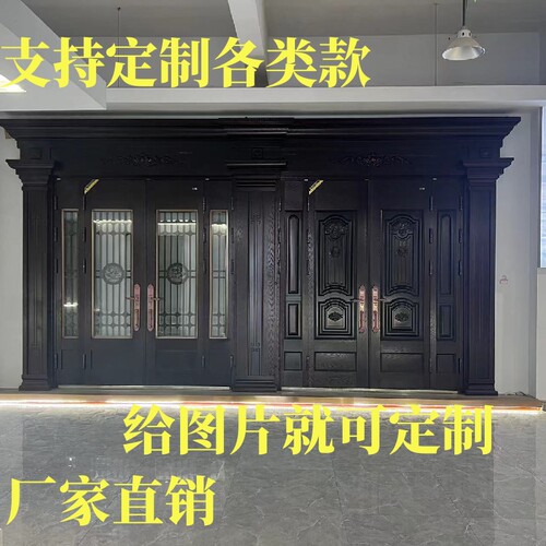 厂家直销浙江永康豪华别墅门业防盗子母庭院大门锌合金入户卡门