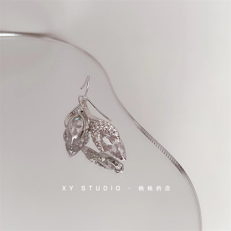 XY STUDIO包邮 韩版欧美精致锆石水钻气质优雅礼服OL时尚百搭耳环