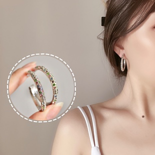 XY STUDIO包邮 韩版精致彩钻微镶气质耳钉 专柜保色厚金耳环耳圈