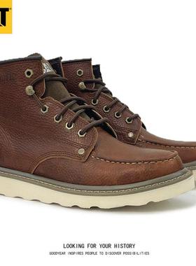 经典款高帮靴大黄靴CAT卡特头层牛皮男百搭马丁靴工装鞋复古防水