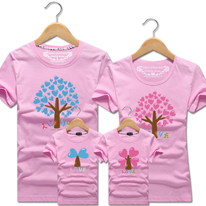 亲子装短袖t恤动漫2023夏装母女母子一家三口卡通家庭装童装班服