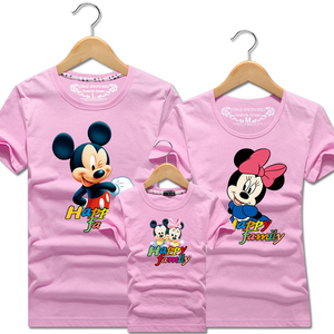 亲子装短袖t恤衫夏装2023款母子母女装运动卡通加大码幼儿园班服