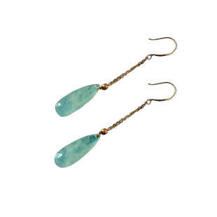 奢华传说珠宝 天姿雪 悦己系列冰种水滴耳环18K金镶玉翡翠耳坠