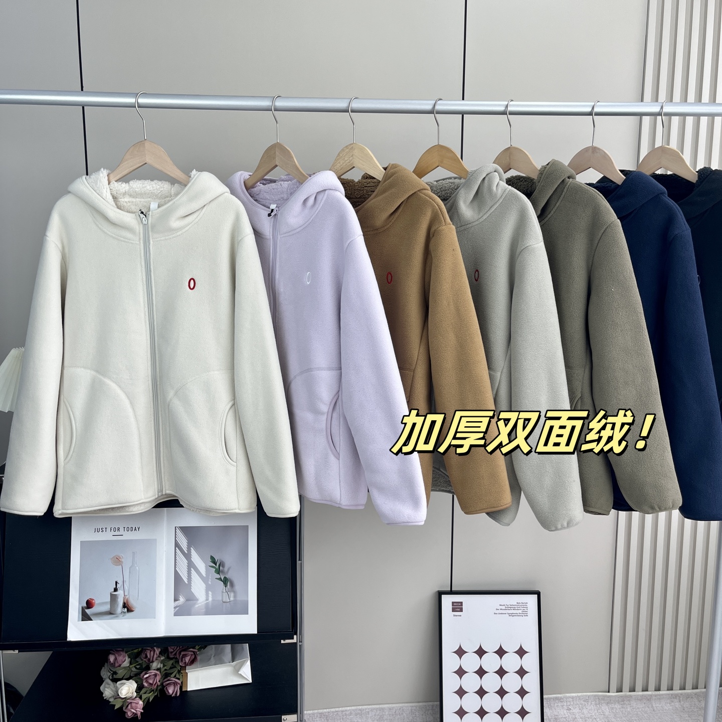 秋冬情侣款加厚双面绒摇粒绒外套
