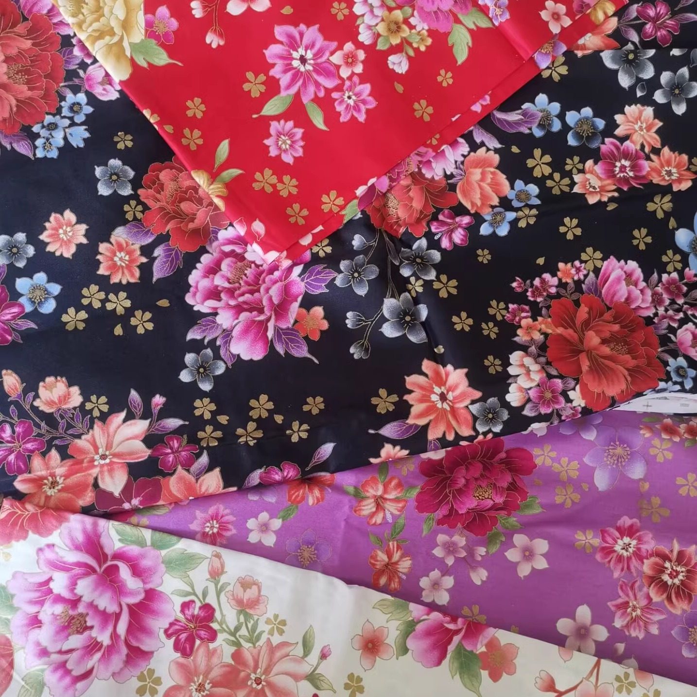台湾花布全棉描金牡丹花家纺服装