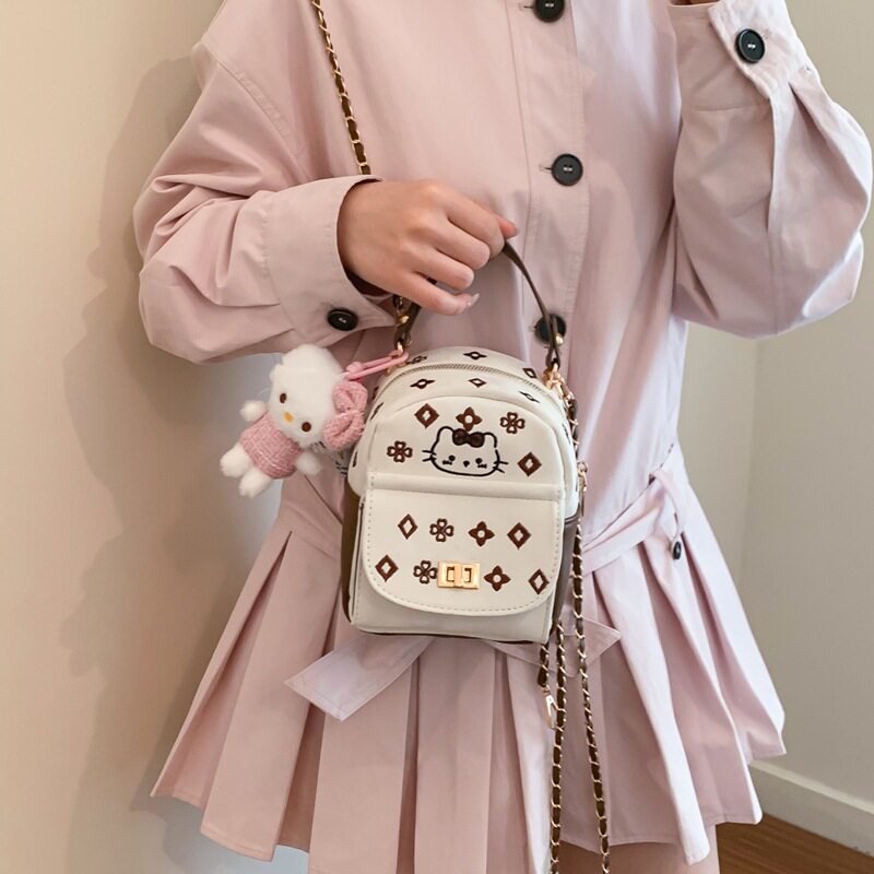 2026春季新款百搭双肩包链条可拆卸单肩小包樱花粉轻便小书包