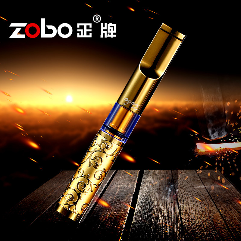 zobo正牌烟嘴三重循环型男士可清洗烟毒烟油卷烟便携金色过滤器嘴