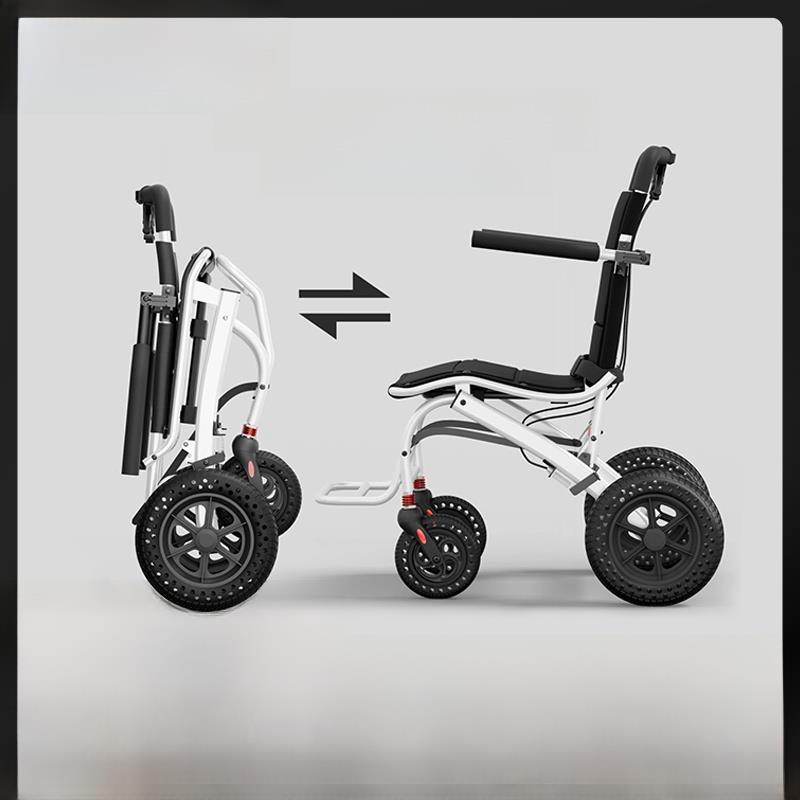 品质轮椅折叠轻便小型老人专用代步车旅行便携手推车可推可坐
