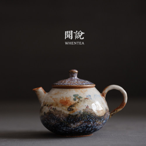 闻说火烧云景德镇手绘茶壶复古