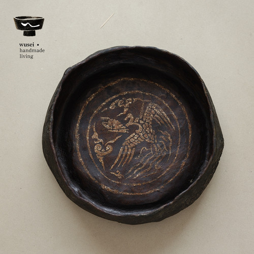 WUSEI大漆敦煌古壁飞鸟纹茶盘