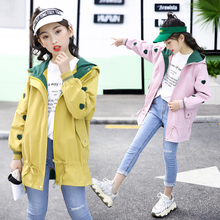 女孩韩版 洋气童装 春秋2019新款 女童风衣儿童外套中长款 中大童春装