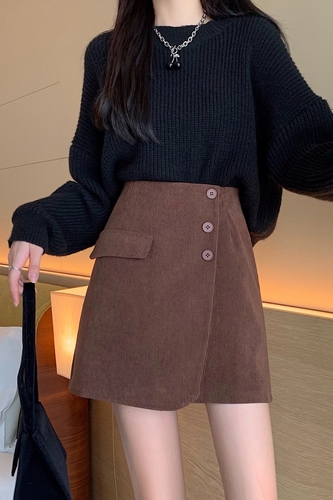 Real shooting real price autumn and winter new versatile solid wool thickened irregular skirt for women