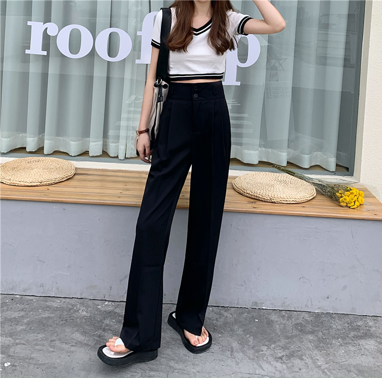 Real price 2021 new high waist and thin drape suit floor pants loose wide leg pants female
