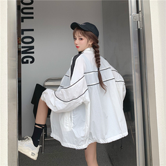 Real shot real price spring new Korean loose thin patchwork sunscreen shirt women's coat