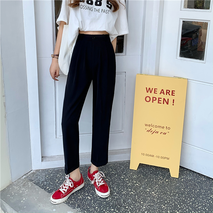 Real price spring and summer Korean high waist loose and thin nine point radish pants women's casual pants