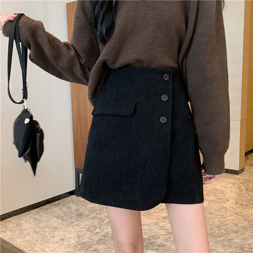 Real shooting real price autumn and winter new versatile solid wool thickened irregular skirt for women