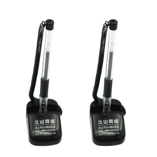 商务台笔定制印logo固定签字笔粘桌笔银行柜台办公笔桌面笔带绳笔