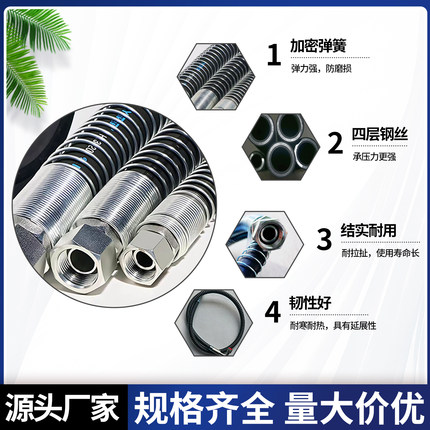 挖掘机破碎锤油管68/75/100/140/175四层钢丝耐磨液压管炮锤管路