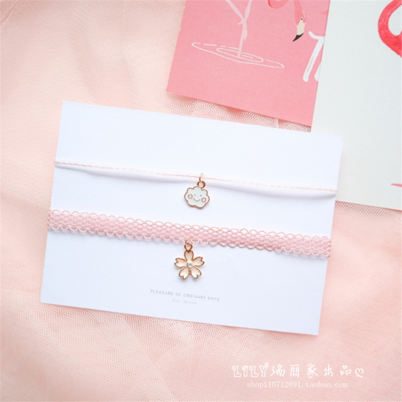 choker原创粉色云朵项圈锁骨链