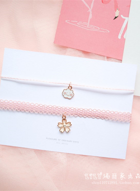 choker原创粉色云朵项圈锁骨链