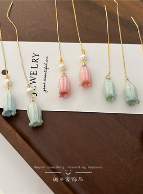 原创设计永生花耳线干花饰品