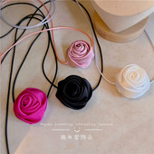 玫瑰花颈链choker项圈丝带绑发法式 少女颈带锁骨链项链 复古夏季