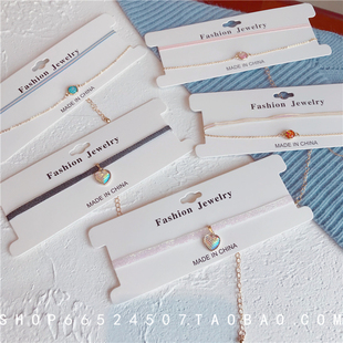 原创幻彩chocker人鱼姬鱼鳞片吊坠爱心项圈双层锁骨链脖链颈链女