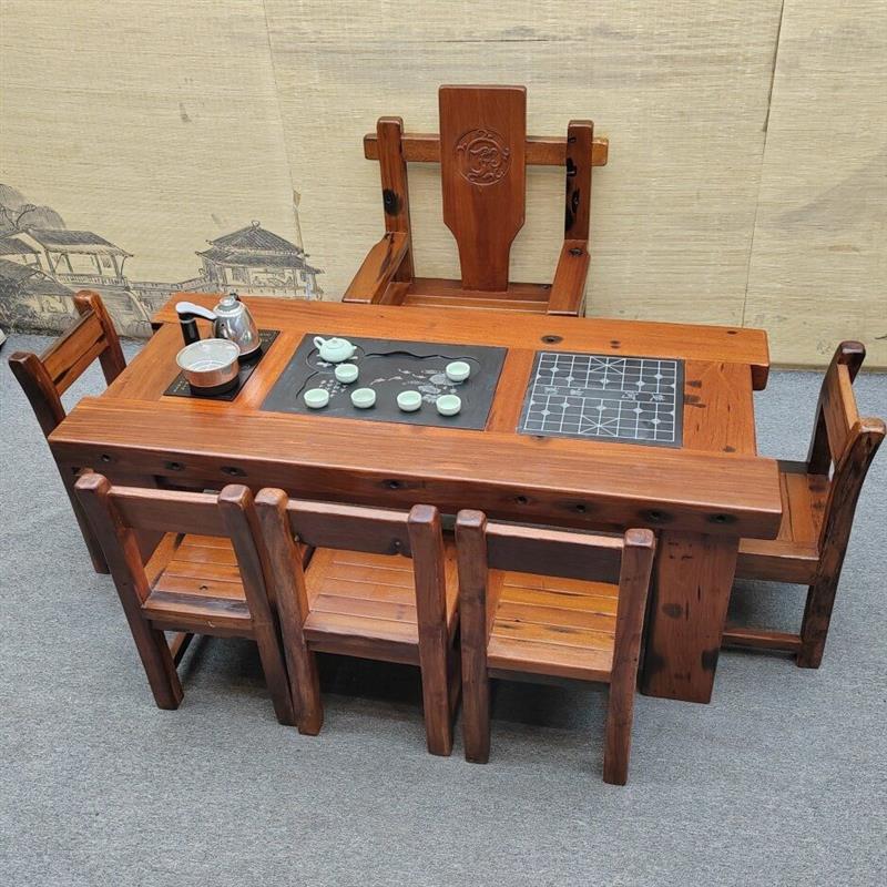 老船木茶桌椅小型中式一体功夫茶几家具办公室家用泡茶组合