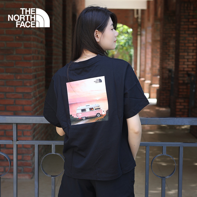 北面户外休闲透气印花纯棉半袖