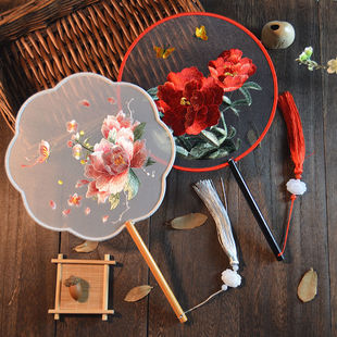 国潮古风刺绣团扇高颜值手持成品小众感御姐超仙舞蹈扇子