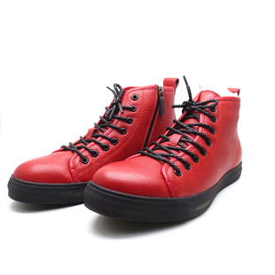 正品男过季秋冬男棉皮鞋保暖拉链红色潮流年轻男皮鞋欢腾加绒高帮