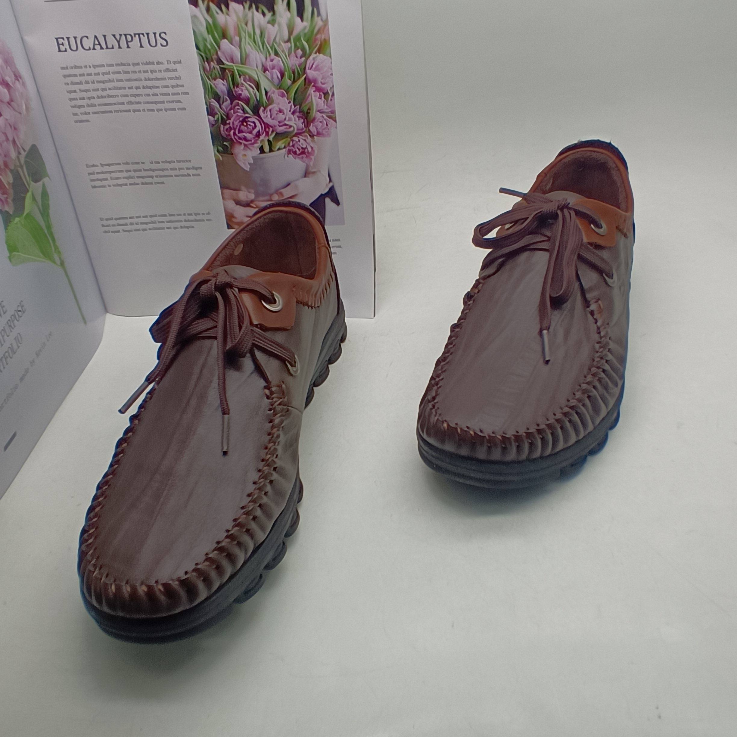 42码撤柜真皮男鞋头层牛皮春秋透气系带软皮款商务鞋休闲简约皮鞋