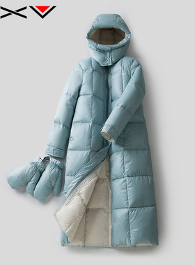 BXV泡芙羽绒服女中长款2025秋季新款加厚连帽白鸭绒外套保暖品牌