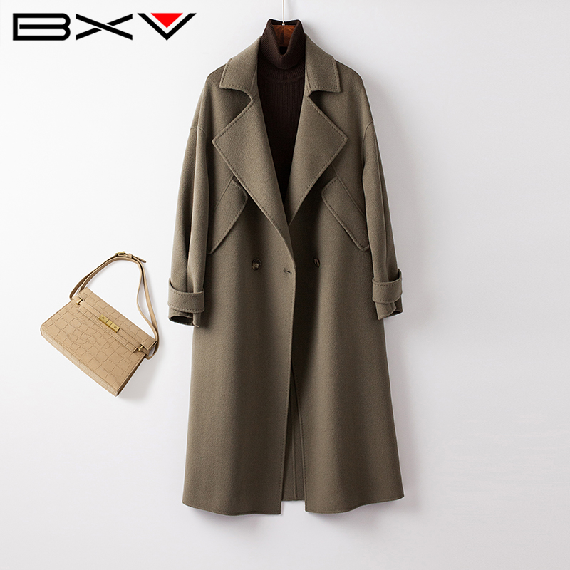 BXV双面羊绒大衣女中长款2025秋季廓形双面呢100%澳洲羊毛呢外套