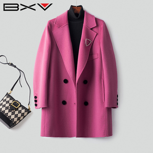 BXV西装领双面羊绒大衣女中长款2026春季新款小个子澳洲羊毛外套