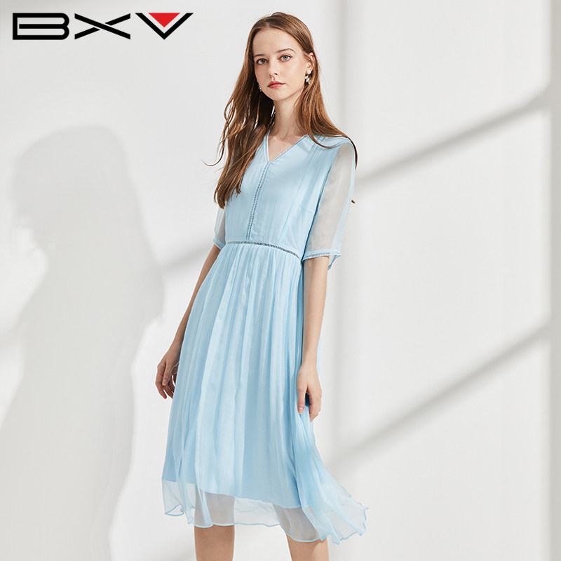 bxv七分袖显瘦长款A字仙女