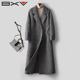 BXV赫本风双面羊绒大衣女中长款 高级灰色双面呢外套长款 秋季 新款