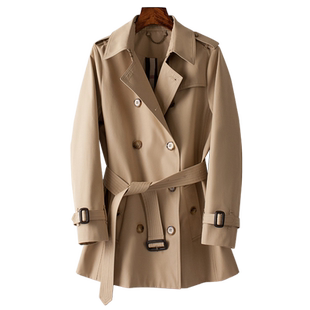 BXV卡其色风衣女短款2026春季新款小个子时尚宽松休闲系带短外套