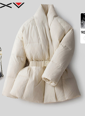 BXV轻国风收腰羽绒服女2025冬季新款小个子新中式白鸭绒羽绒外套