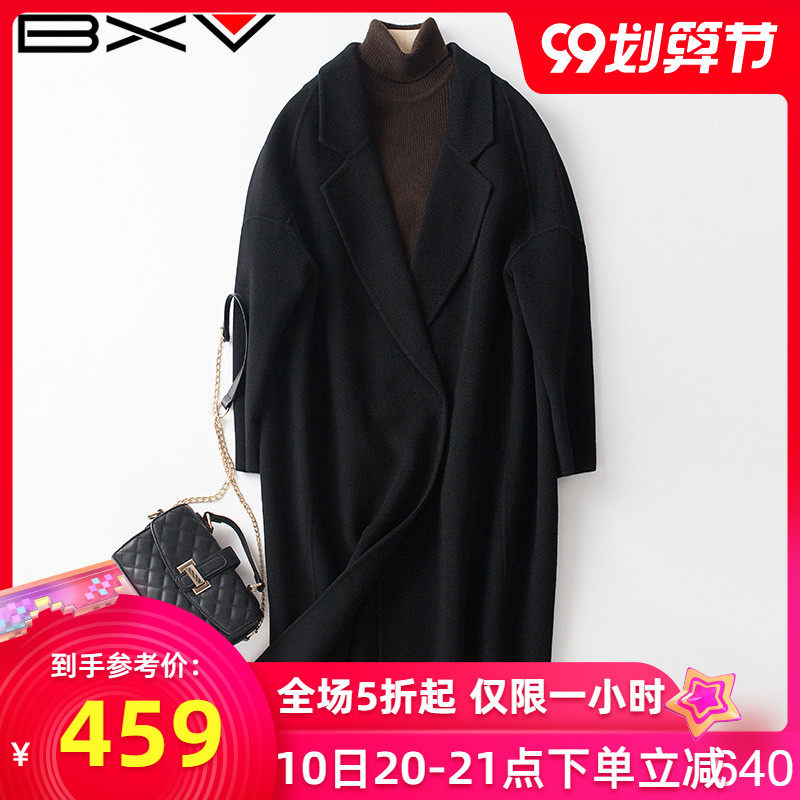 双面羊绒大衣女中长款高端2020反季新款黑色羊毛呢子外套茧型大码
