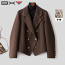 BXV复古小个子澳洲羊毛大衣女2026春季 英伦风双面羊绒短外套 新款